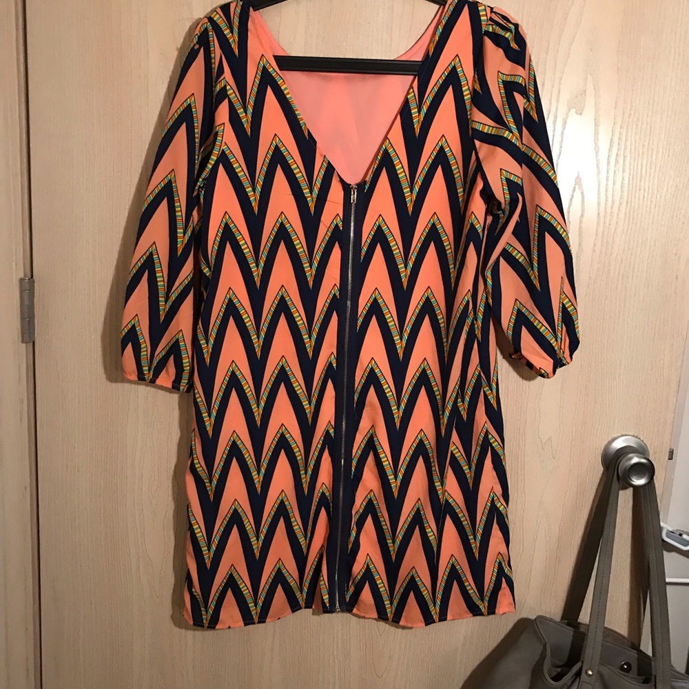 Multicolored Retro chevron Dress